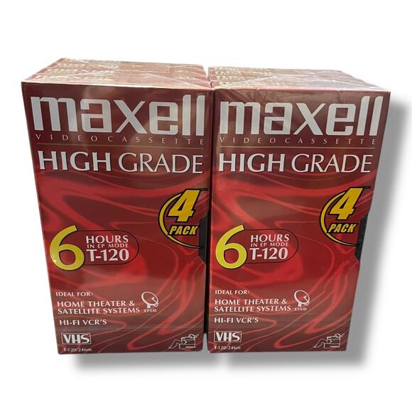 Maxell High Grade Hi-Fi VCR Video Cassette T-120 6 Hour VHS SEALED Lot of 8 - Picture 6 of 10